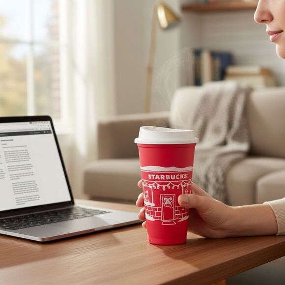 Limited Edition Starbucks 2025 Red Holiday Reusable Grande Cup – 16 oz – NEW - Picture 1 of 7